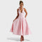 Effie™ | Vestido midi texturado com decote V - | Benedita Lisboa