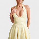 Effie™ | Vestido midi texturado com decote V - | Benedita Lisboa