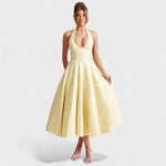 Effie™ | Vestido midi texturado com decote V - | Benedita Lisboa