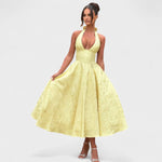 Effie™ | Vestido midi texturado com decote V - | Benedita Lisboa