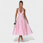 Effie™ | Vestido midi texturado com decote V - | Benedita Lisboa
