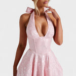 Effie™ | Vestido midi texturado com decote V - | Benedita Lisboa