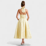 Effie™ | Vestido midi texturado com decote V - | Benedita Lisboa