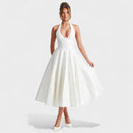 Effie™ | Vestido midi texturado com decote V - | Benedita Lisboa