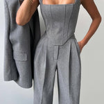 Elegance™ | Conjunto de três peças com blazer trespassado - | Benedita Lisboa