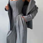 Elegance™ | Conjunto de três peças com blazer trespassado - | Benedita Lisboa
