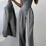 Elegance™ | Conjunto de três peças com blazer trespassado - | Benedita Lisboa