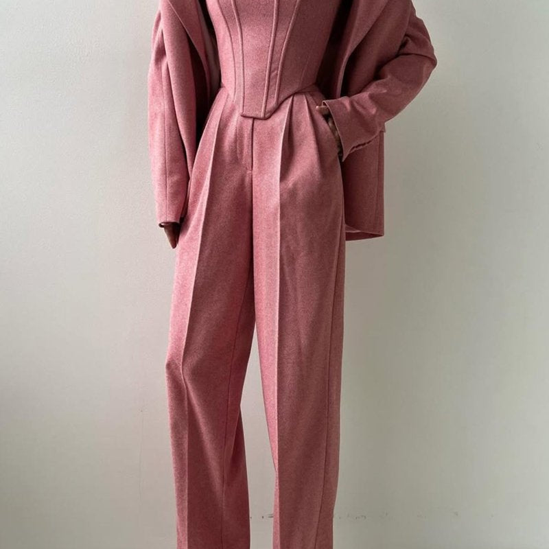 Elegance™ | Conjunto de três peças com blazer trespassado - | Benedita Lisboa