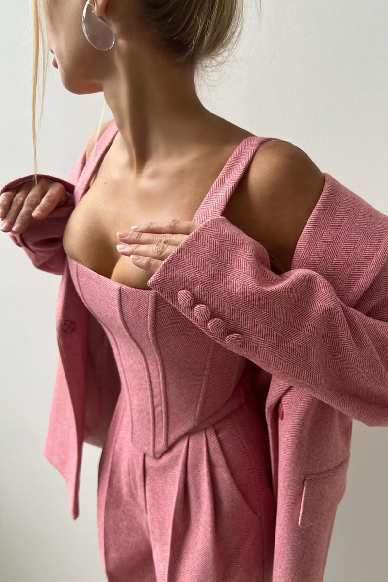 Elegance™ | Conjunto de três peças com blazer trespassado - | Benedita Lisboa
