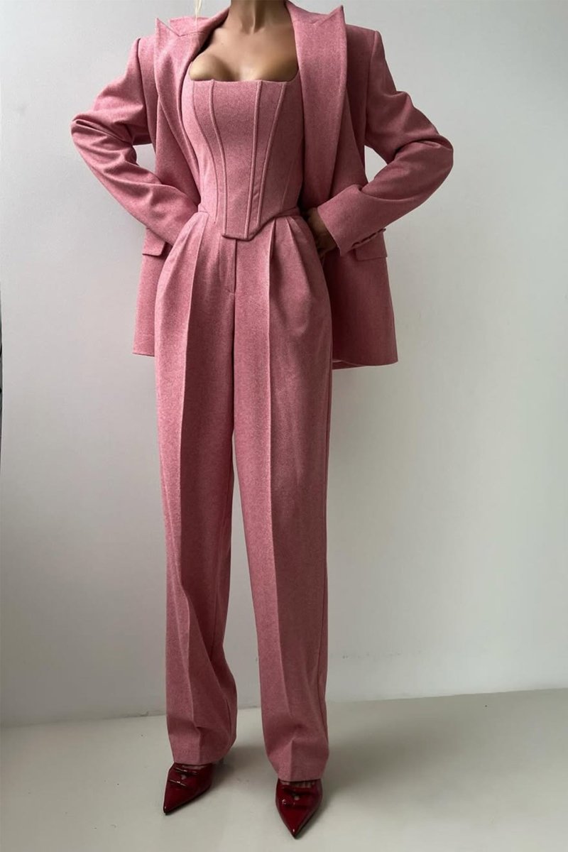 Elegance™ | Conjunto de três peças com blazer trespassado - | Benedita Lisboa