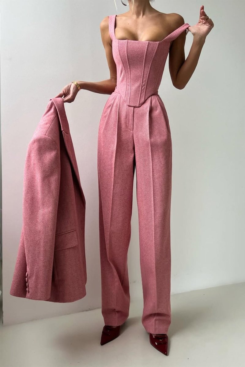 Elegance™ | Conjunto de três peças com blazer trespassado - | Benedita Lisboa