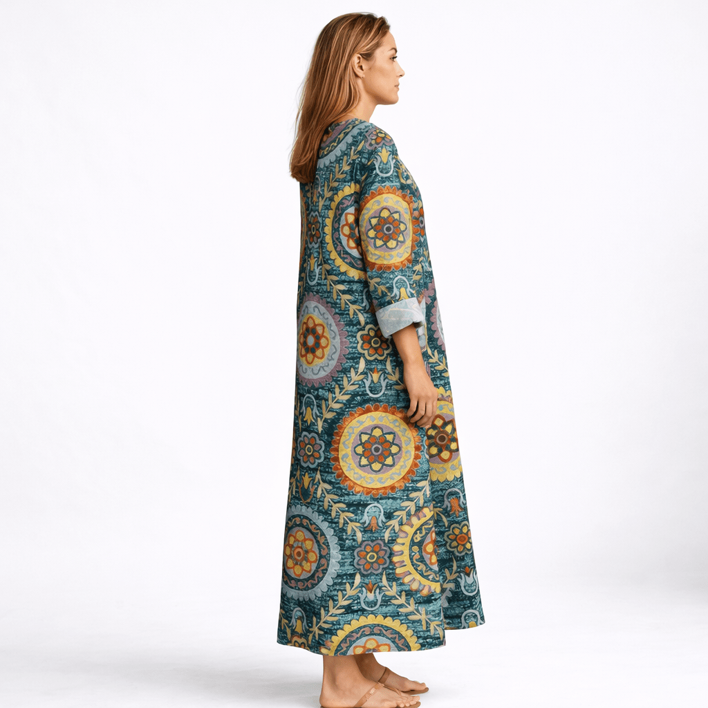 Élia™ | Vestido Midi Geométrico - Vestido | Benedita Lisboa