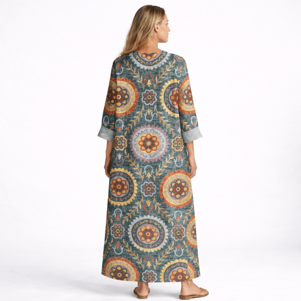 Élia™ | Vestido Midi Geométrico - Vestido | Benedita Lisboa