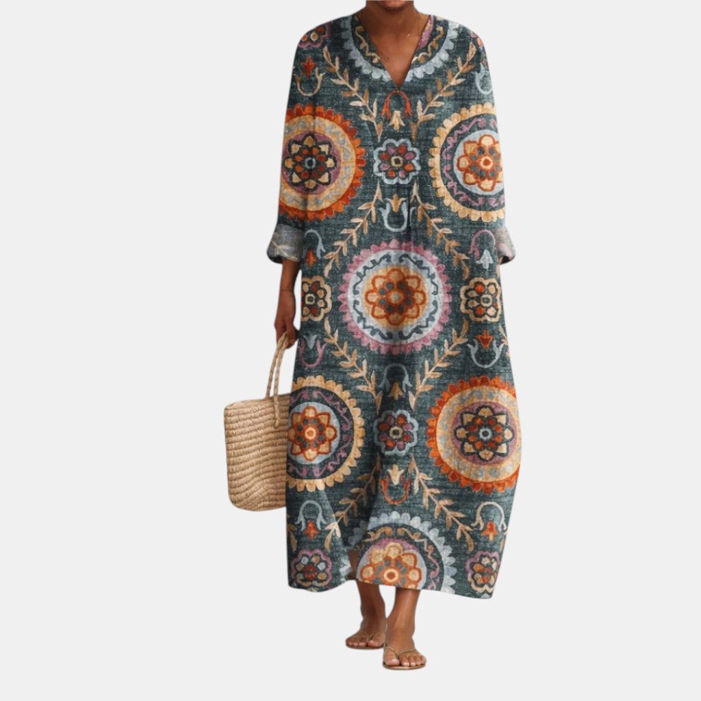 Élia™ | Vestido Midi Geométrico - Vestido | Benedita Lisboa