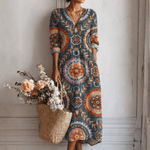 Élia™ | Vestido Midi Geométrico - Vestido | Benedita Lisboa