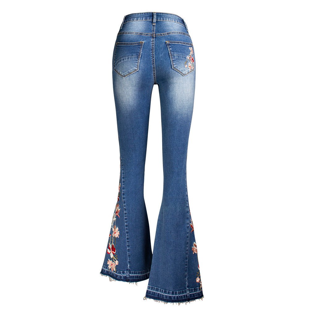 Elouize™ | Jeans Largas com Bordado 3D - 0 | Benedita Lisboa
