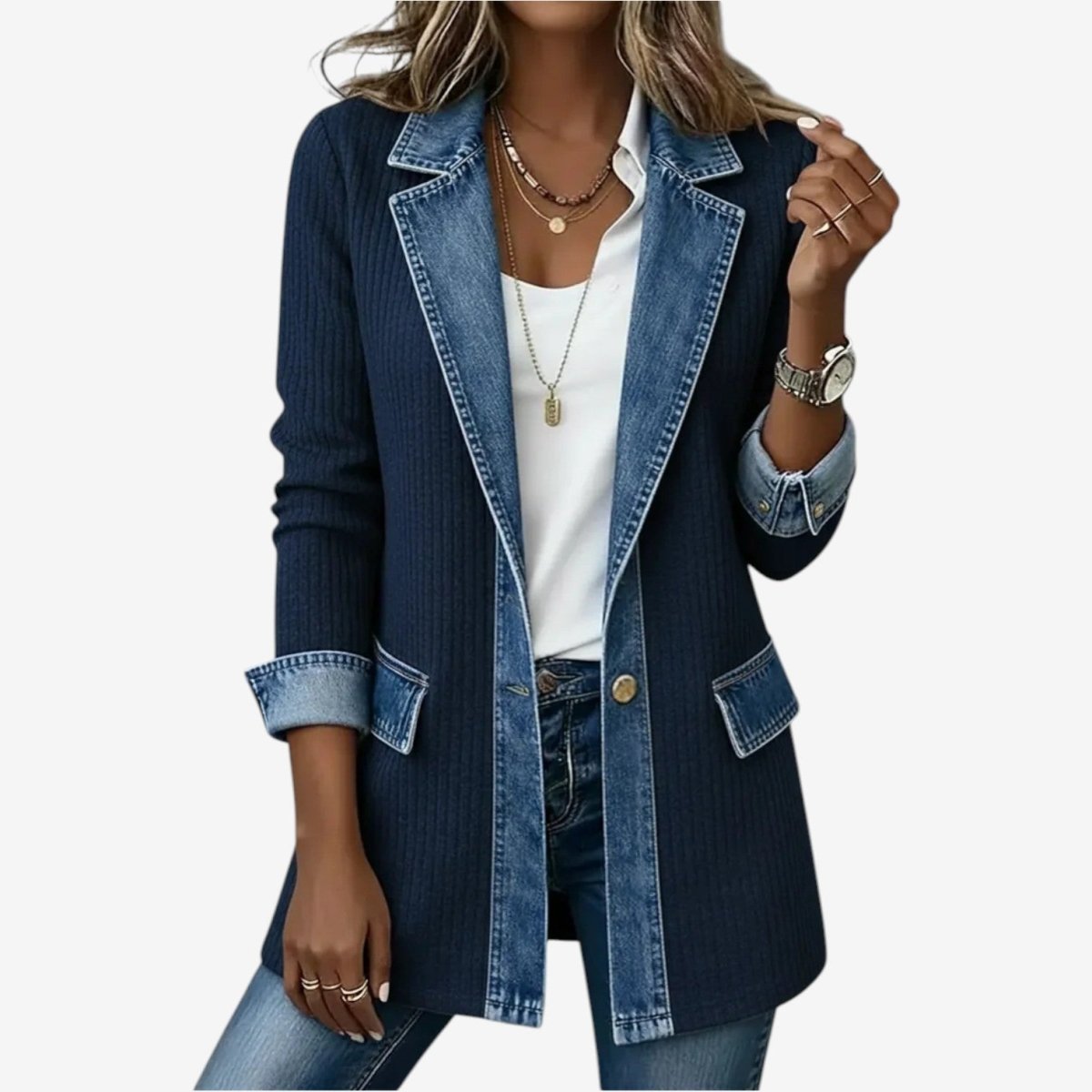 Emilia™ | Blazer em denim misto, Elegante e Confortável - | Benedita Lisboa