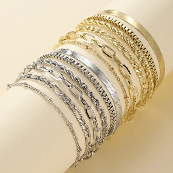 Emilia - Conjunto de Pulseiras de 5 Peças em Ouro - | Benedita Lisboa