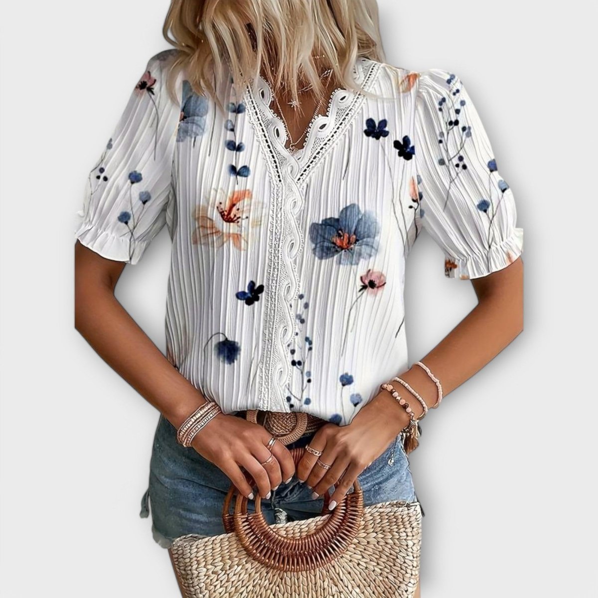 Emily™ | Blusa com decote em V - | Benedita Lisboa