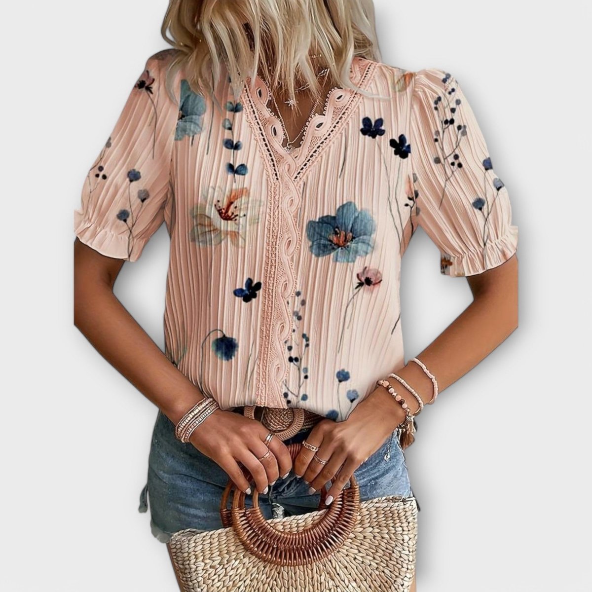 Emily™ | Blusa com decote em V - | Benedita Lisboa