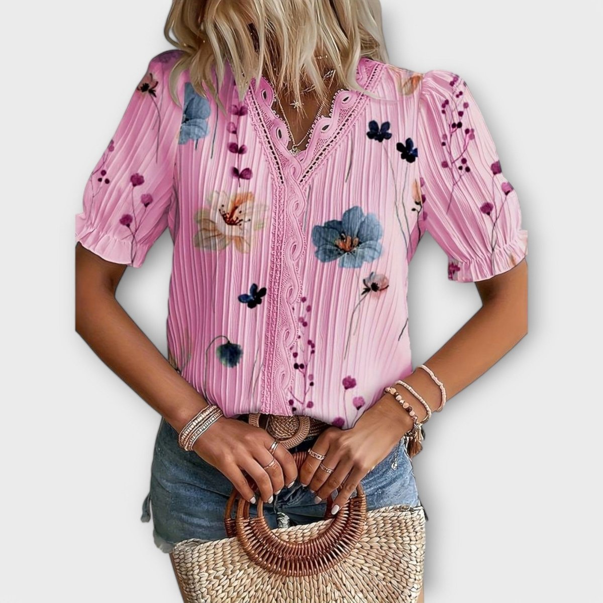 Emily™ | Blusa com decote em V - | Benedita Lisboa