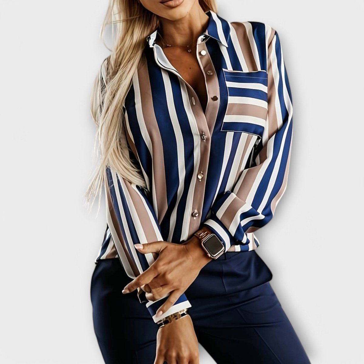 Emy™ | Blusa casual às riscas - | Benedita Lisboa