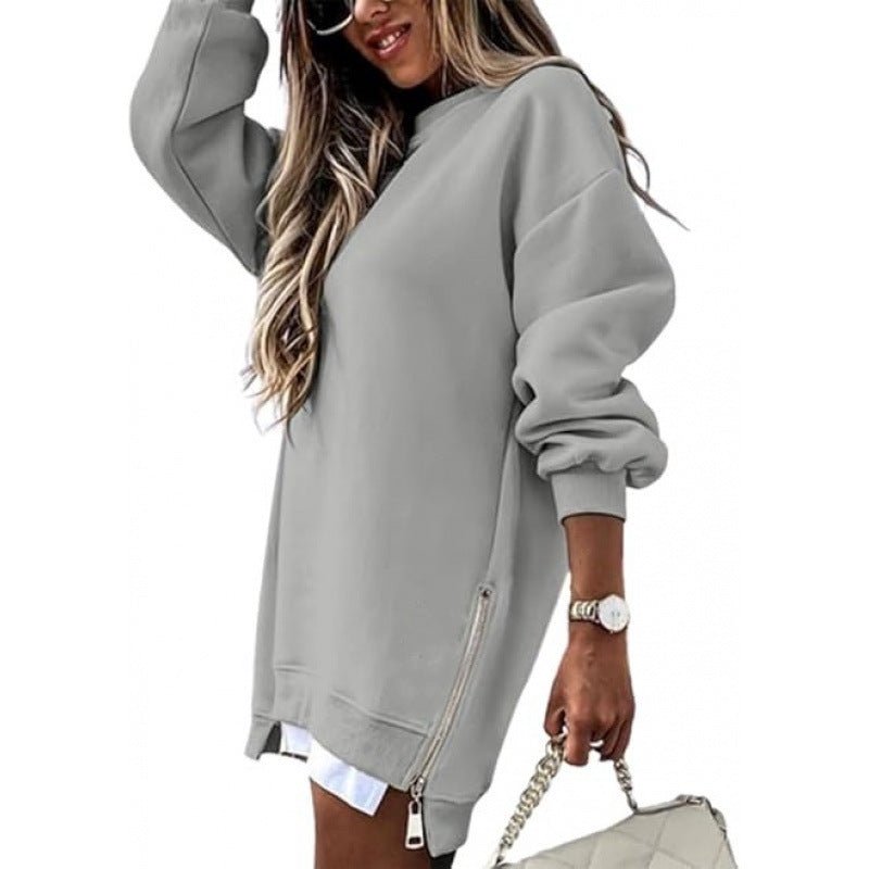 Fall Winter Fashion Stitching Side Zipper Design Pullover Sweater For Women - 0 | Benedita Lisboa