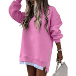 Fall Winter Fashion Stitching Side Zipper Design Pullover Sweater For Women - 0 | Benedita Lisboa