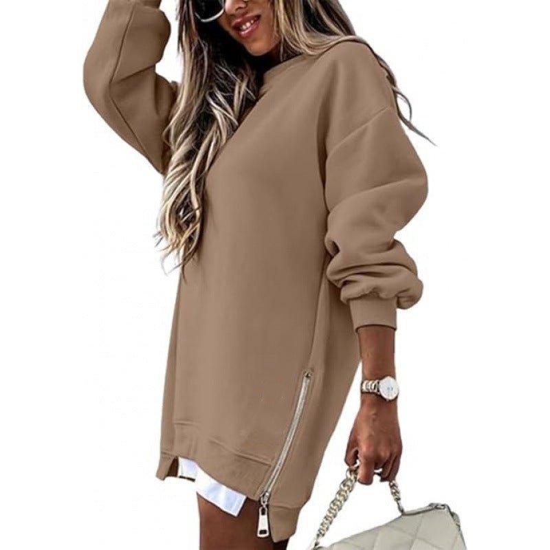 Fall Winter Fashion Stitching Side Zipper Design Pullover Sweater For Women - 0 | Benedita Lisboa