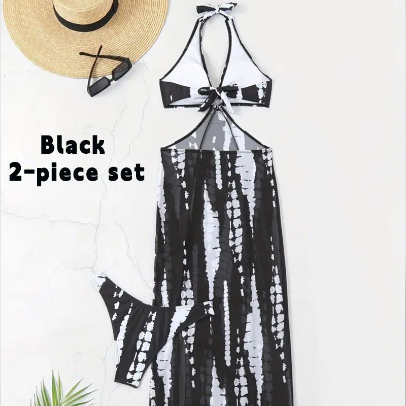 Fato de Banho e Vestido de Praia com Decote Halter e Estampado Tie-Dye - | Benedita Lisboa
