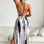 Fato de Banho e Vestido de Praia com Decote Halter e Estampado Tie-Dye - | Benedita Lisboa
