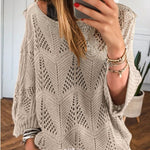 Female Leisure Hollow Out Parchment Hollow Sleeve Casual Sweater - 0 | Benedita Lisboa