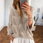 Female Leisure Hollow Out Parchment Hollow Sleeve Casual Sweater - 0 | Benedita Lisboa