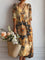 Filipa™ | Vestido Boho Longo Ocre com Estampado Oriental - Vestido | Benedita Lisboa