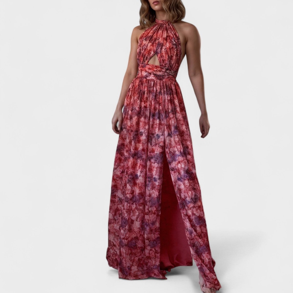 Floraria™ | Vestido comprido com halteres e costas abertas - | Benedita Lisboa