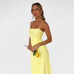 Flossie™ | Vestido maxi amarelo com laço lateral - | Benedita Lisboa