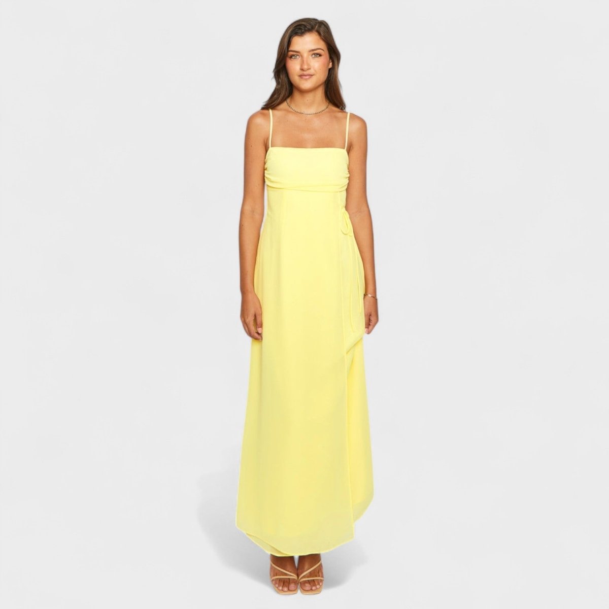 Flossie™ | Vestido maxi amarelo com laço lateral - | Benedita Lisboa