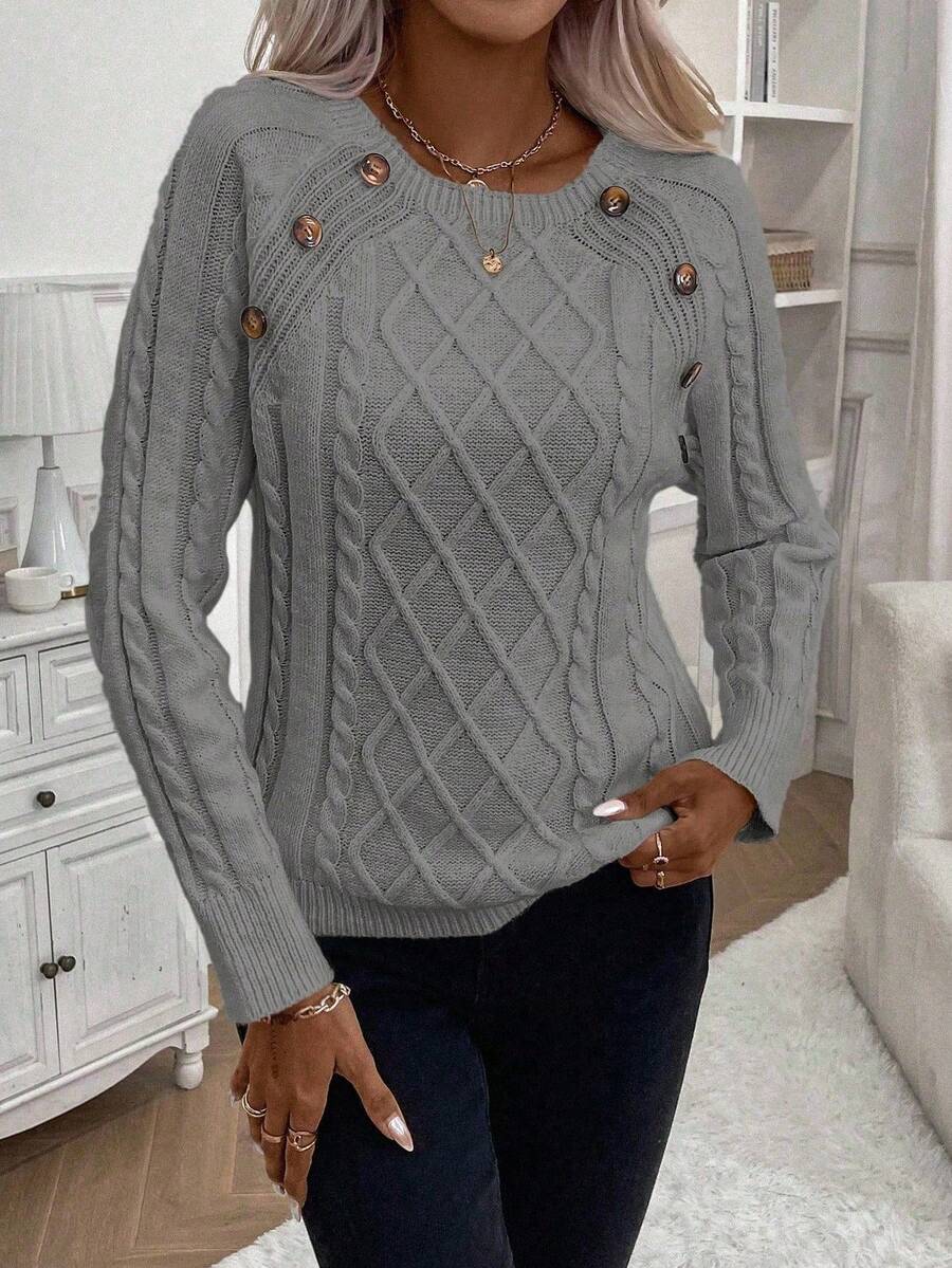 Francisca™ | Camisola de Malha com Botões - | Benedita Lisboa
