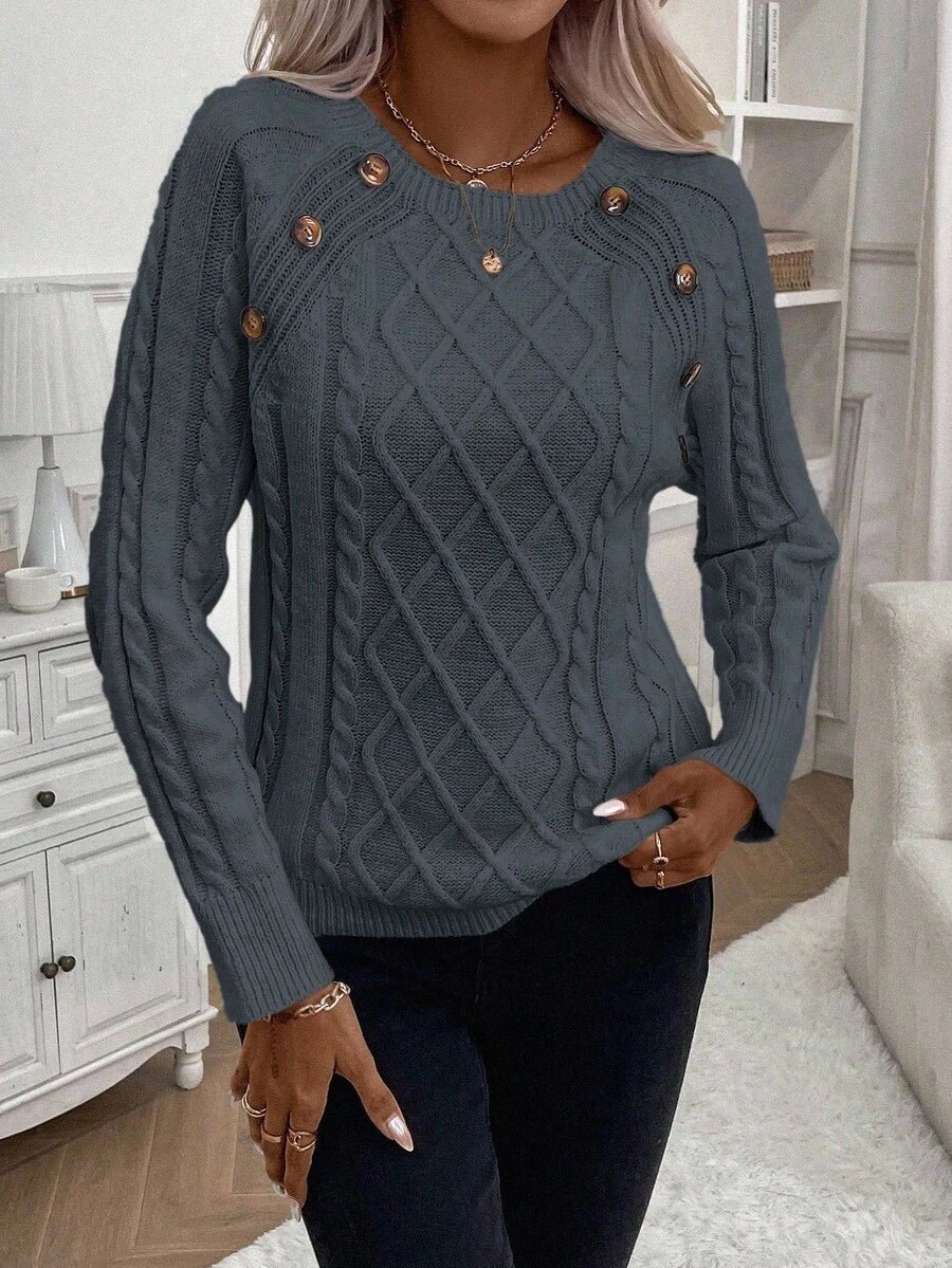 Francisca™ | Camisola de Malha com Botões - | Benedita Lisboa