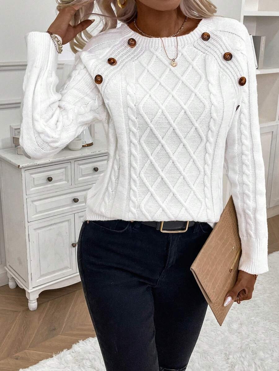 Francisca™ | Camisola de Malha com Botões - | Benedita Lisboa