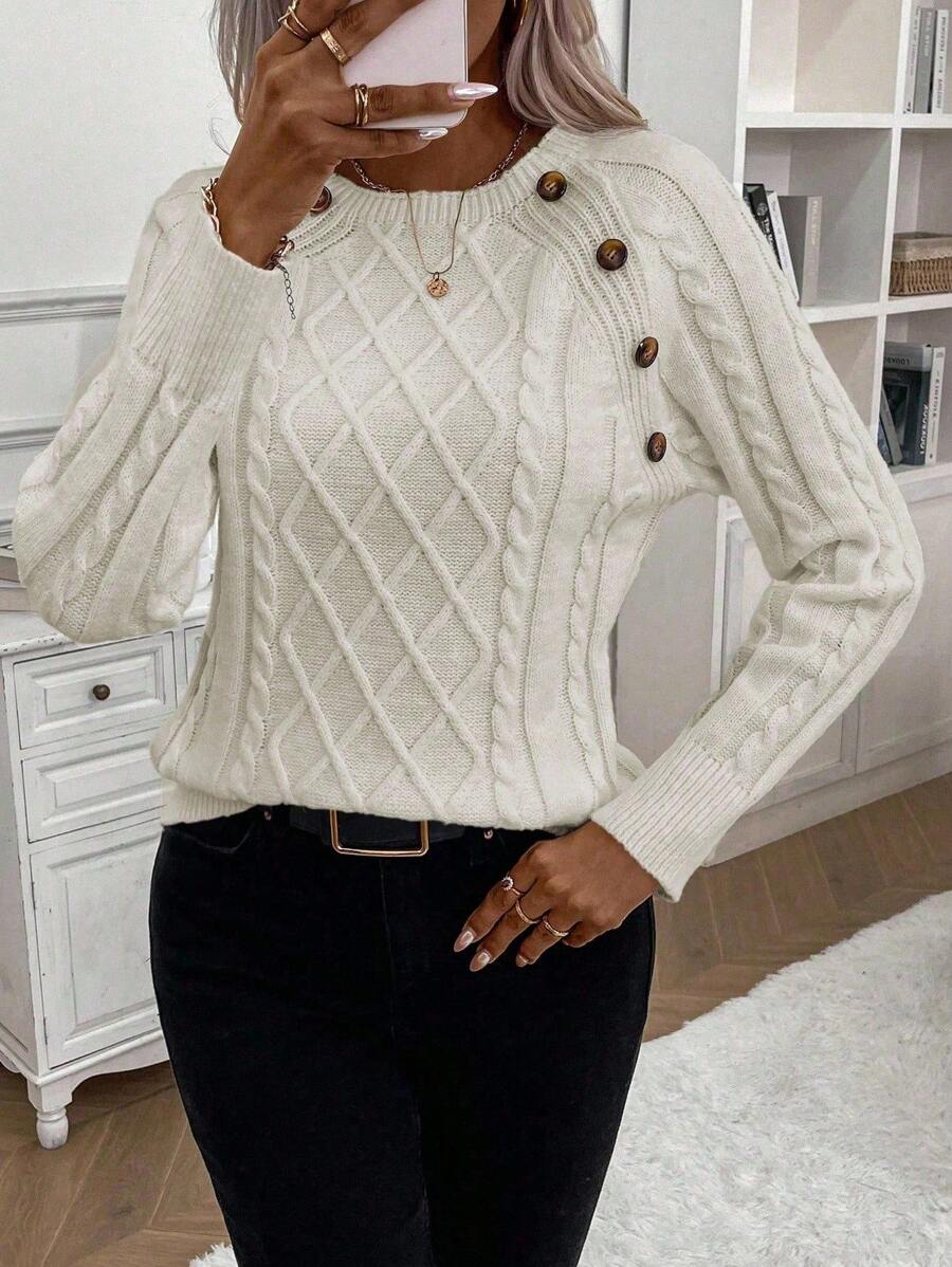 Francisca™ | Camisola de Malha com Botões - | Benedita Lisboa