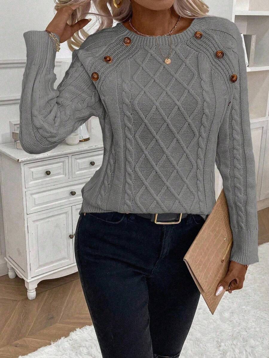 Francisca™ | Camisola de Malha com Botões - | Benedita Lisboa