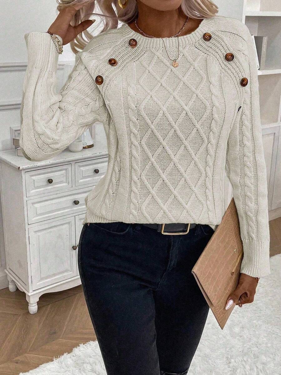 Francisca™ | Camisola de Malha com Botões - | Benedita Lisboa