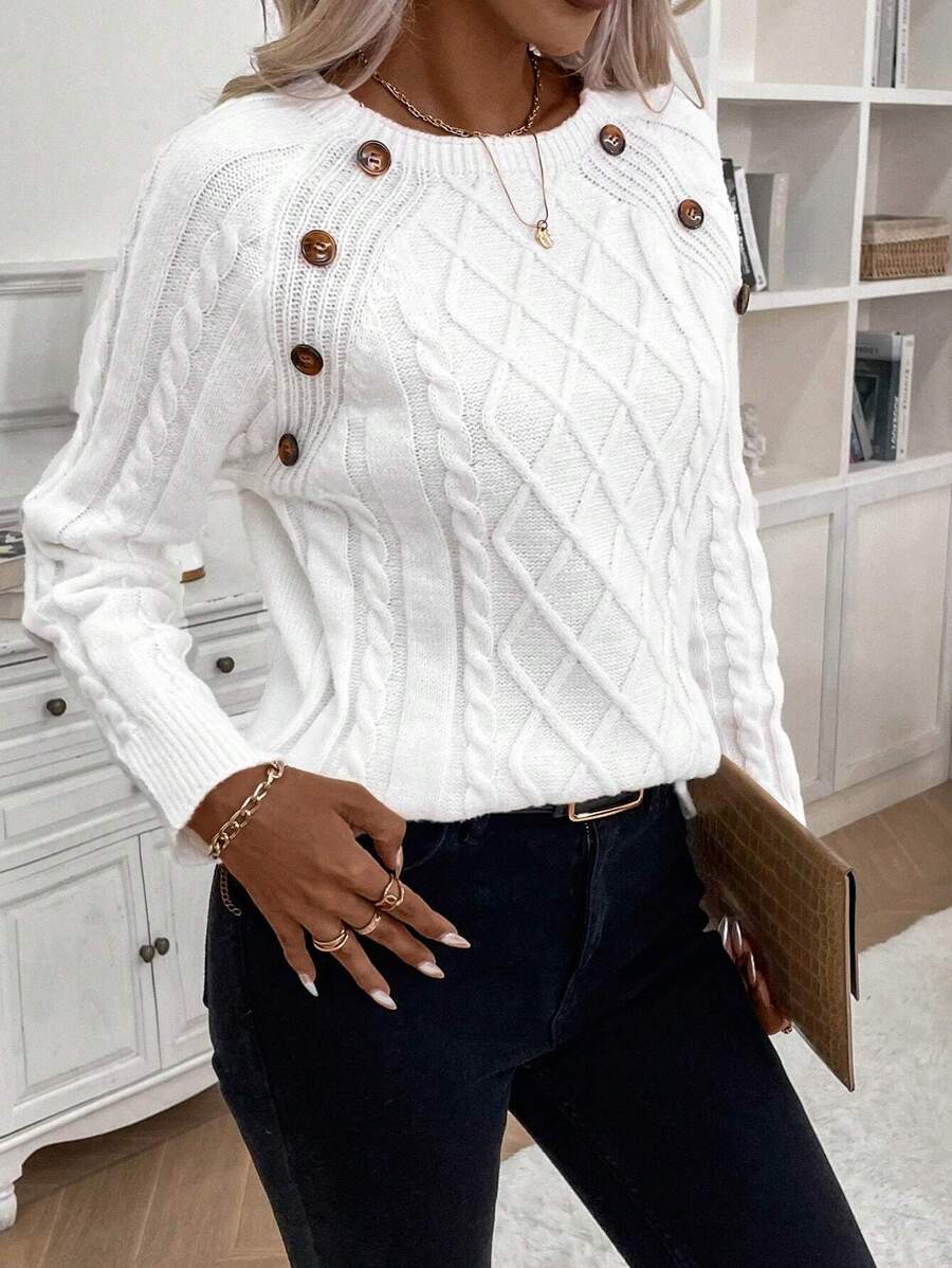 Francisca™ | Camisola de Malha com Botões - | Benedita Lisboa