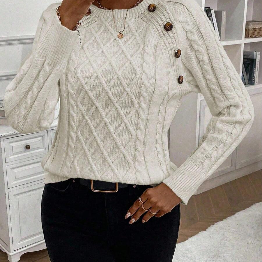 Francisca™ | Camisola de Malha com Botões - | Benedita Lisboa