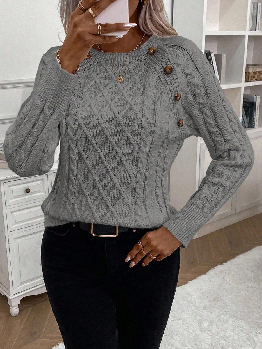 Francisca™ | Camisola de Malha com Botões - | Benedita Lisboa