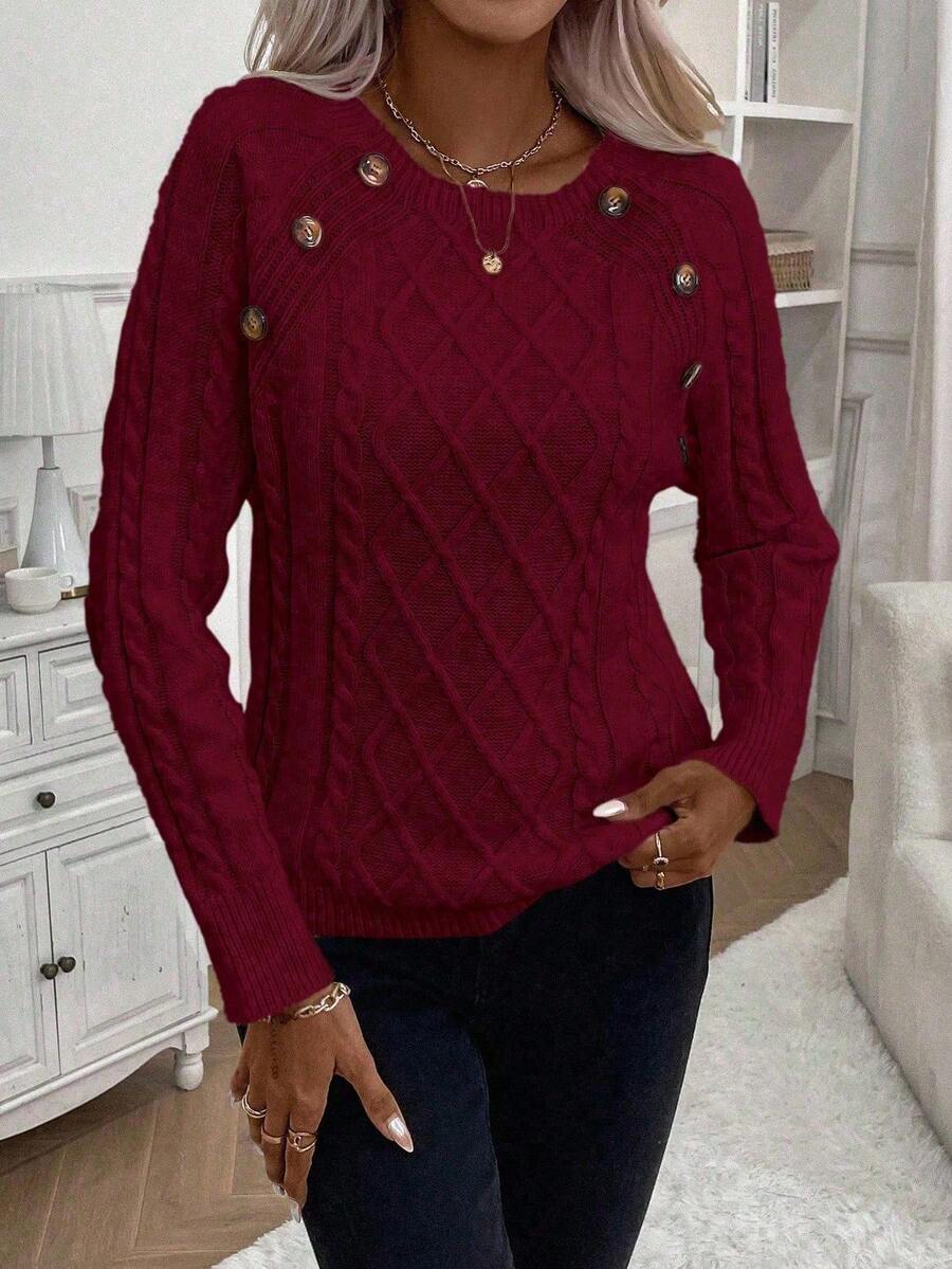 Francisca™ | Camisola de Malha com Botões - | Benedita Lisboa