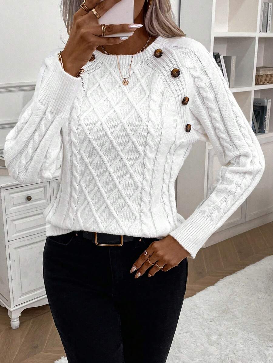 Francisca™ | Camisola de Malha com Botões - | Benedita Lisboa