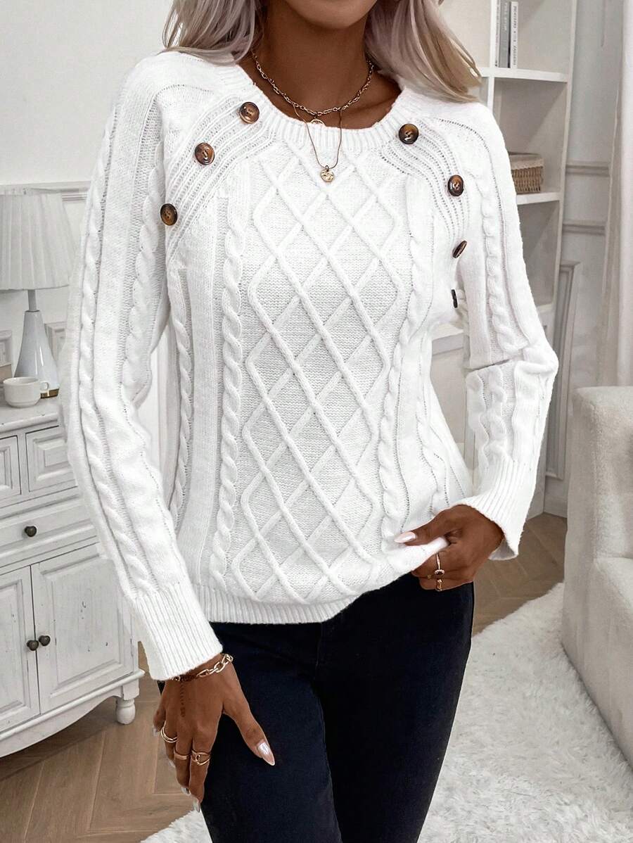 Francisca™ | Camisola de Malha com Botões - | Benedita Lisboa