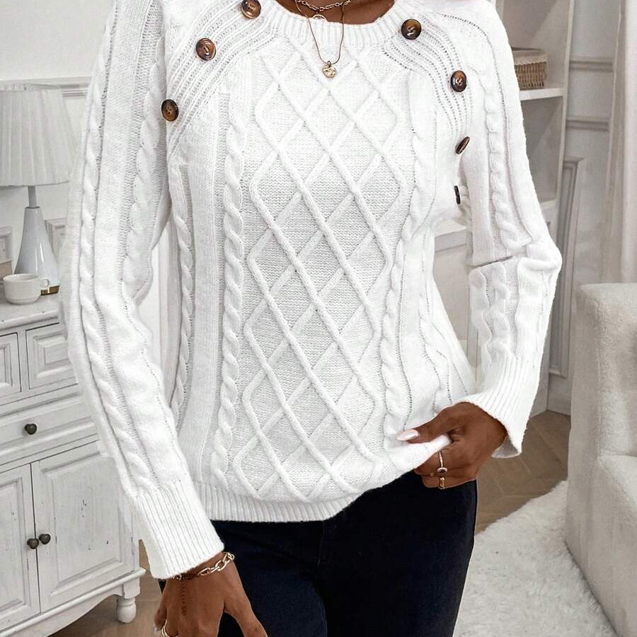 Francisca™ | Camisola de Malha com Botões - | Benedita Lisboa